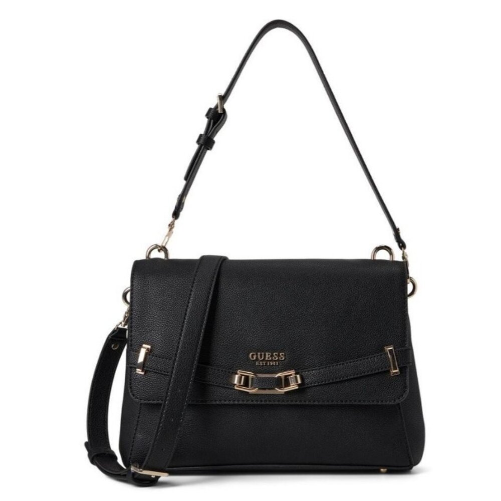 GUESS Silvye Flap women's medium shoulder crossbody bag -BLACK